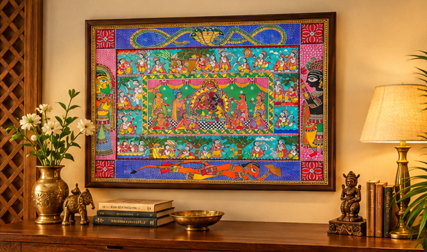 Ramayana: The Complete Story – Hand-Painted Madhubani Art
