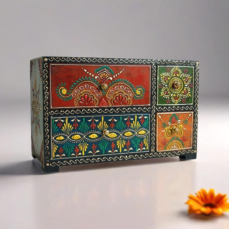 Hand-Painted Wooden Chest of Drawers |  Handmade by Rajasthan Artisans