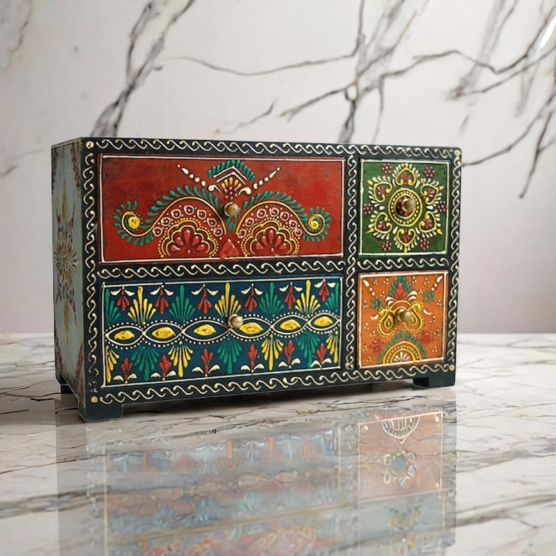 Hand-Painted Wooden Chest of Drawers |  Handmade by Rajasthan Artisans