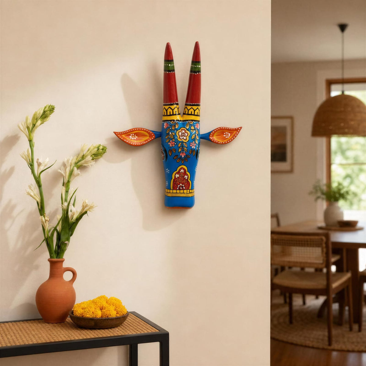 Handcrafted Wooden Animal Face Wall Hanging