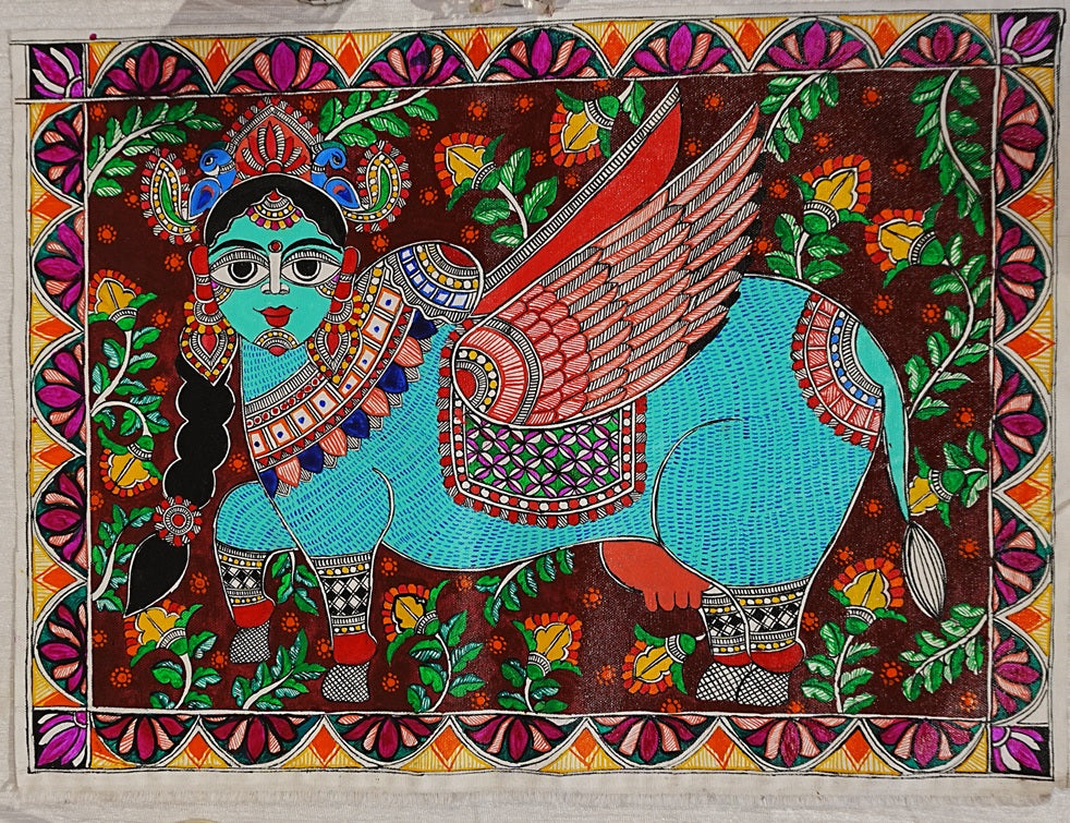Nandini Cow Madhubani Painting