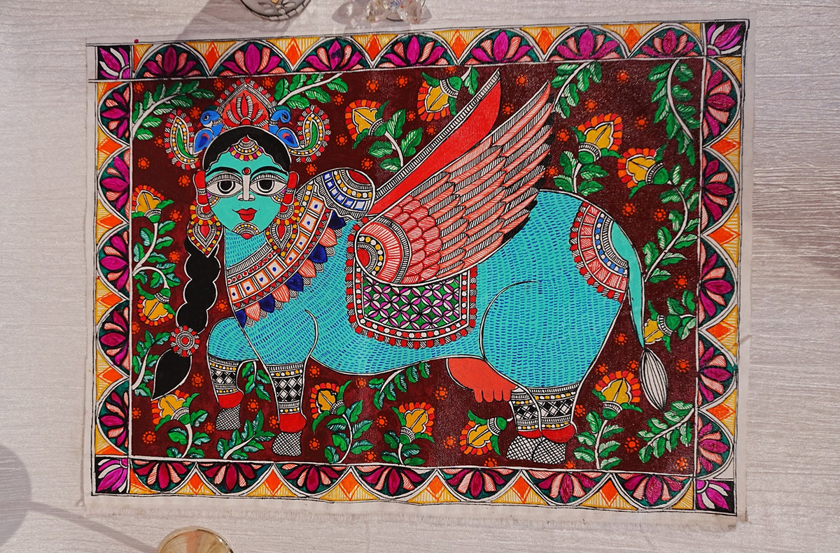 Nandini Cow Madhubani Painting