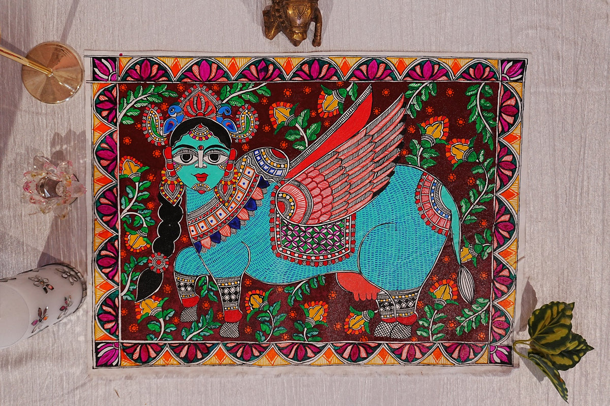 Nandini Cow Madhubani Painting