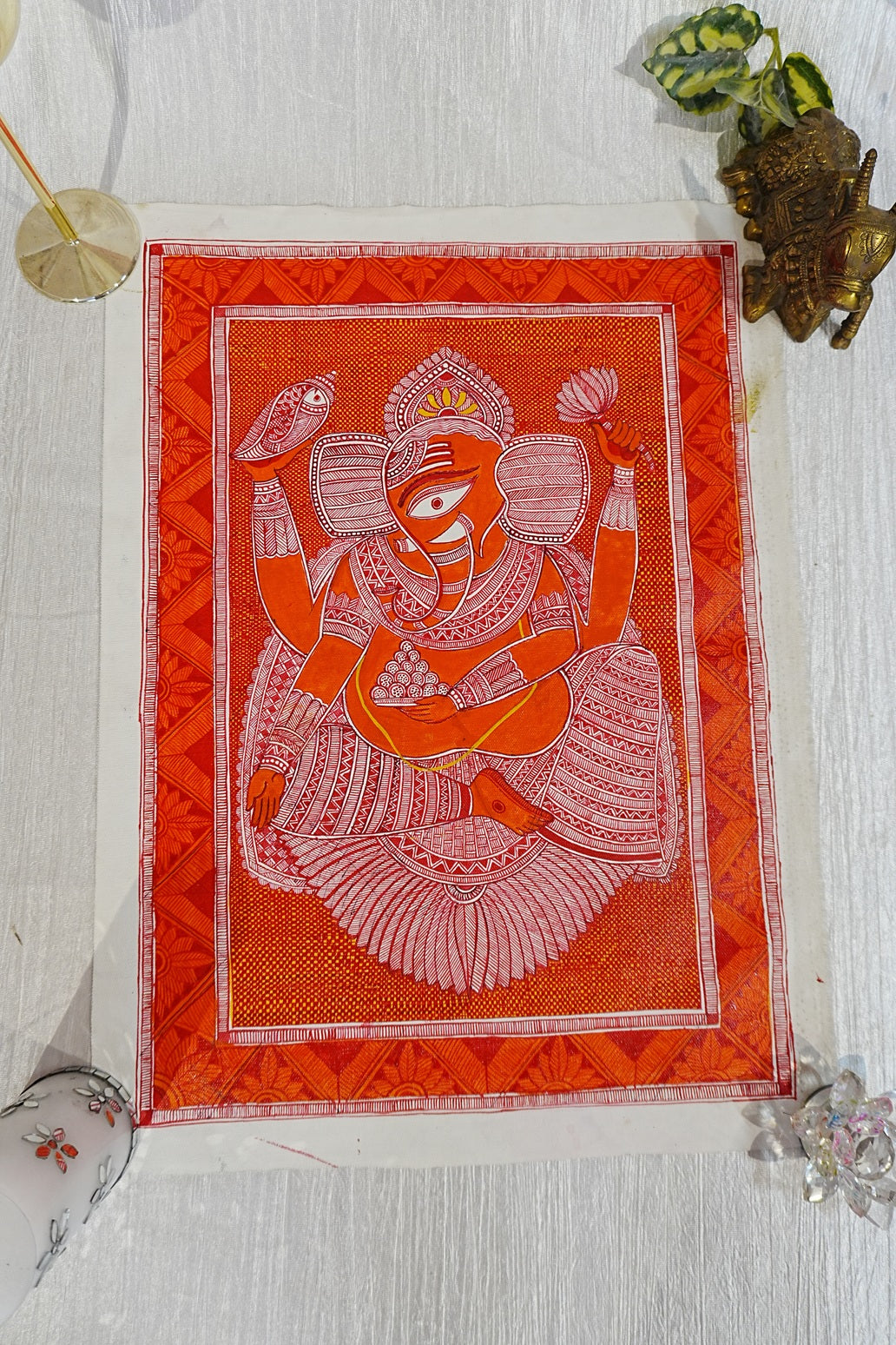 Lord Ganesha in traditional Madhubani art