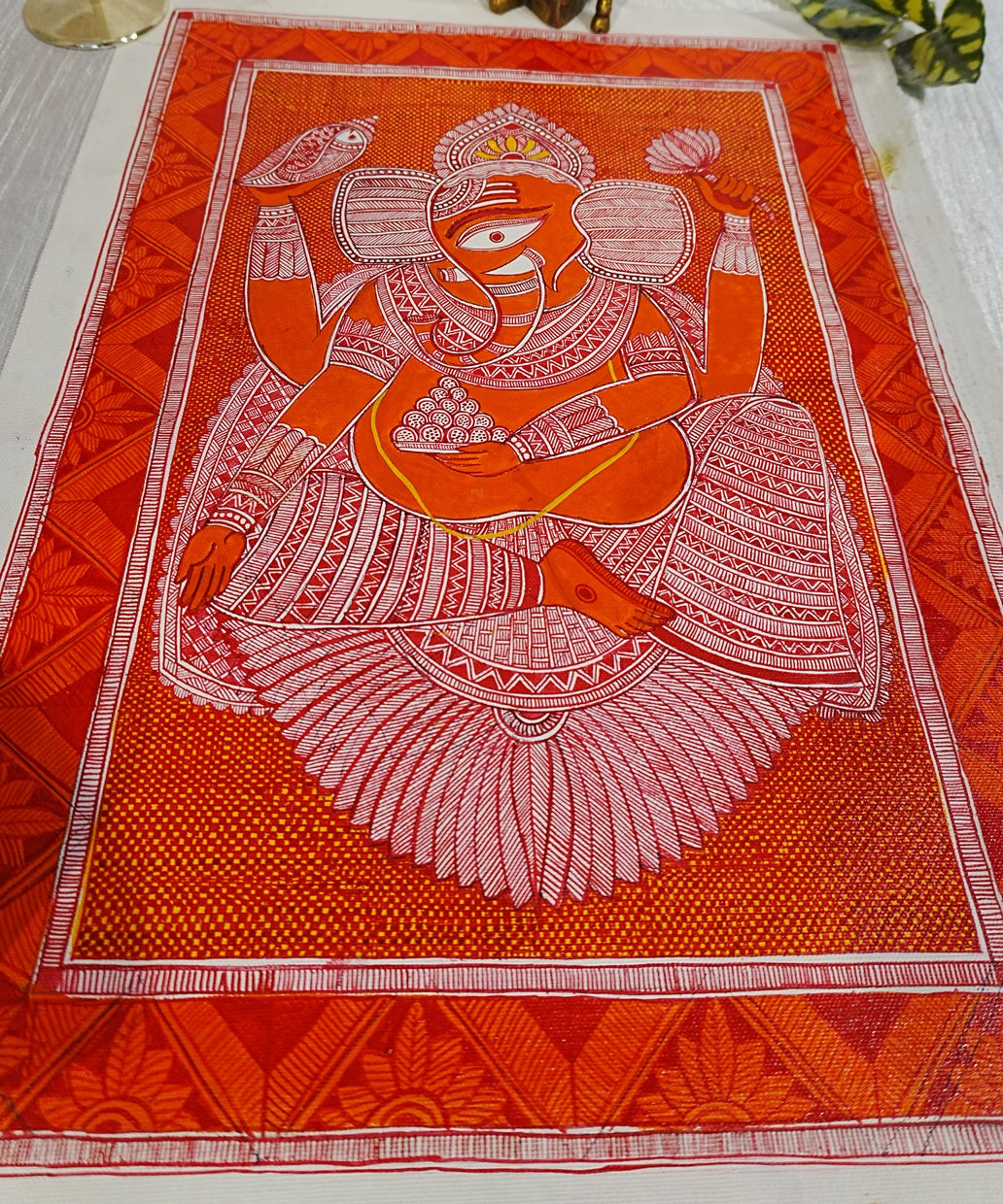 Lord Ganesha in traditional Madhubani art