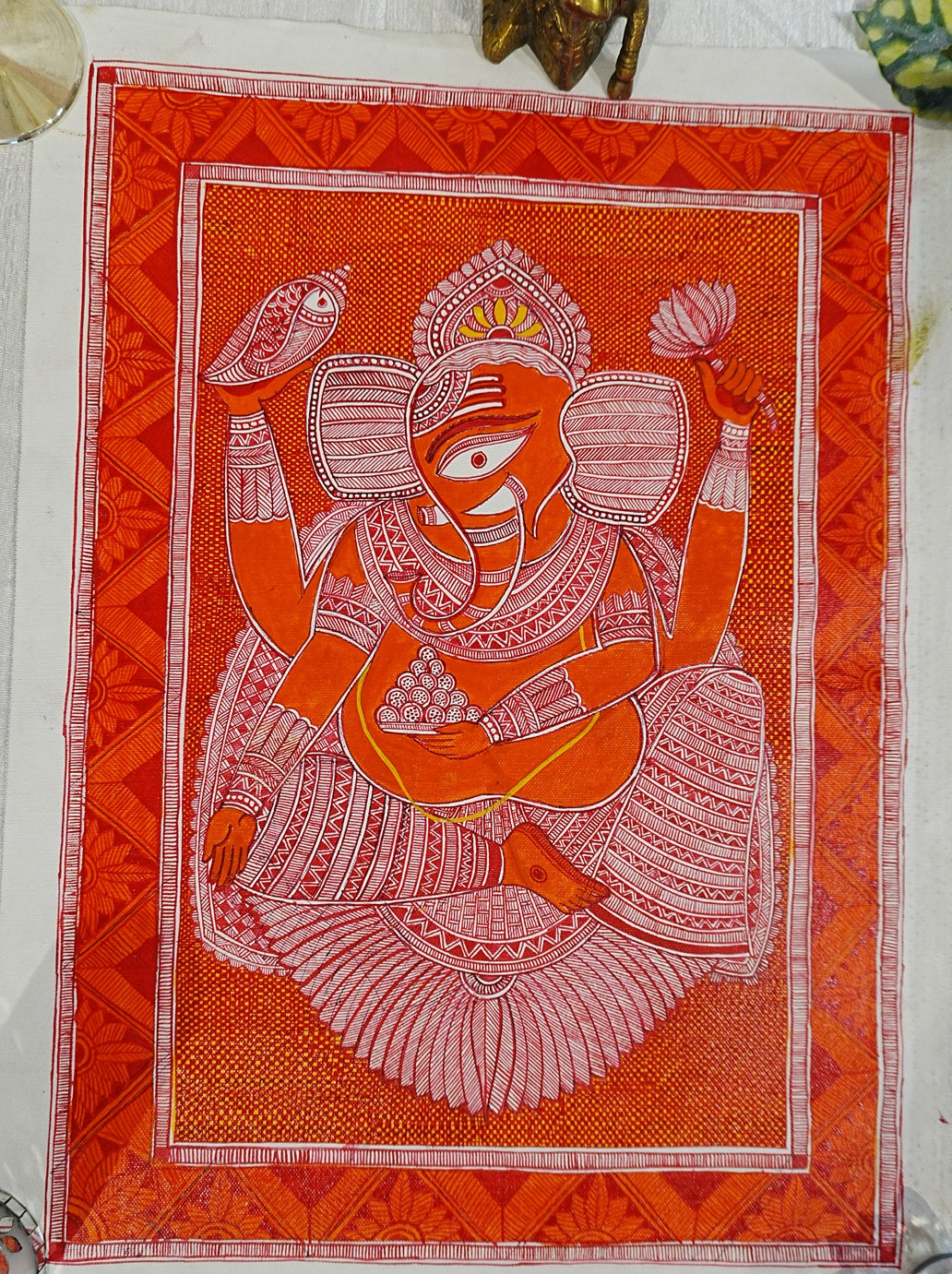 Lord Ganesha in traditional Madhubani art