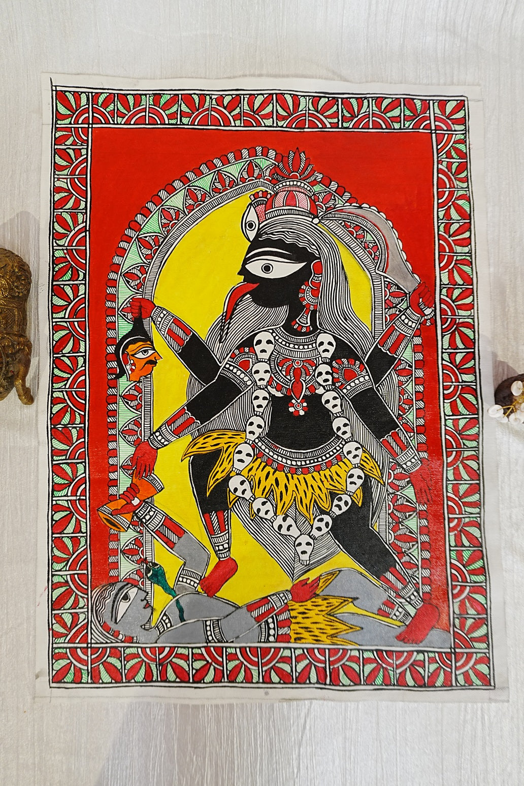 Devi Kali Madhubani Painting | Traditional Mithila Goddess Kali Art