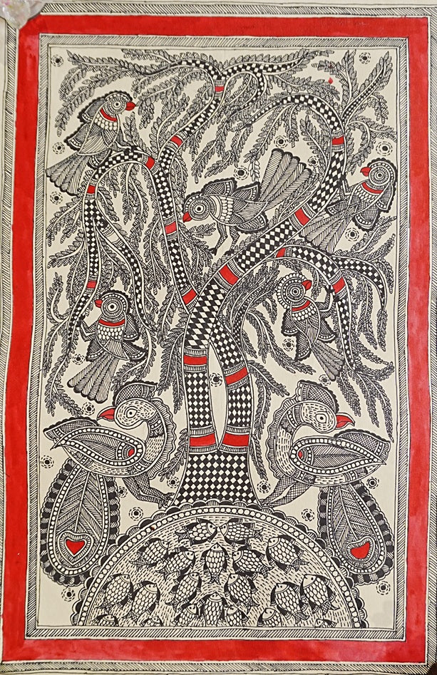 Traditional Tree of Life Madhubani Painting