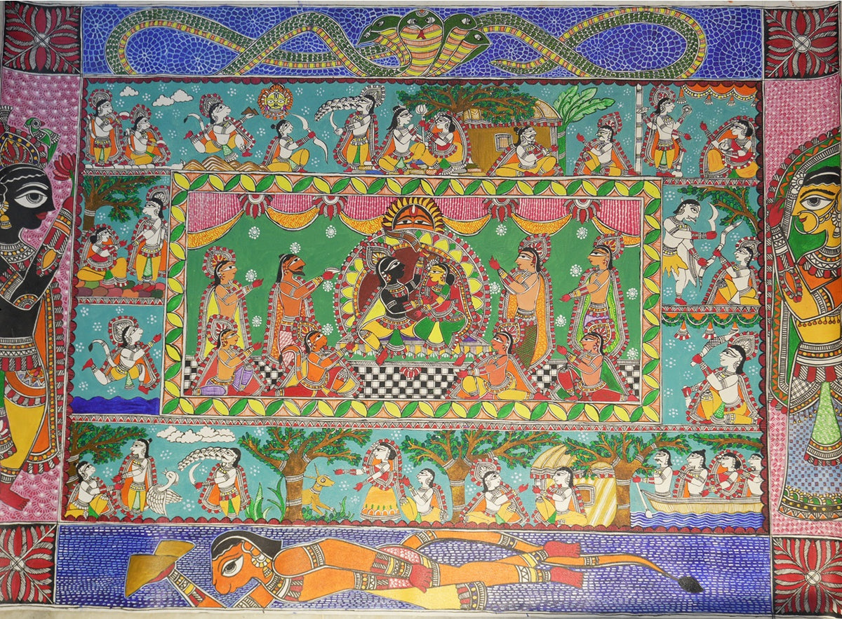 Ramayana: The Complete Story – Hand-Painted Madhubani Art