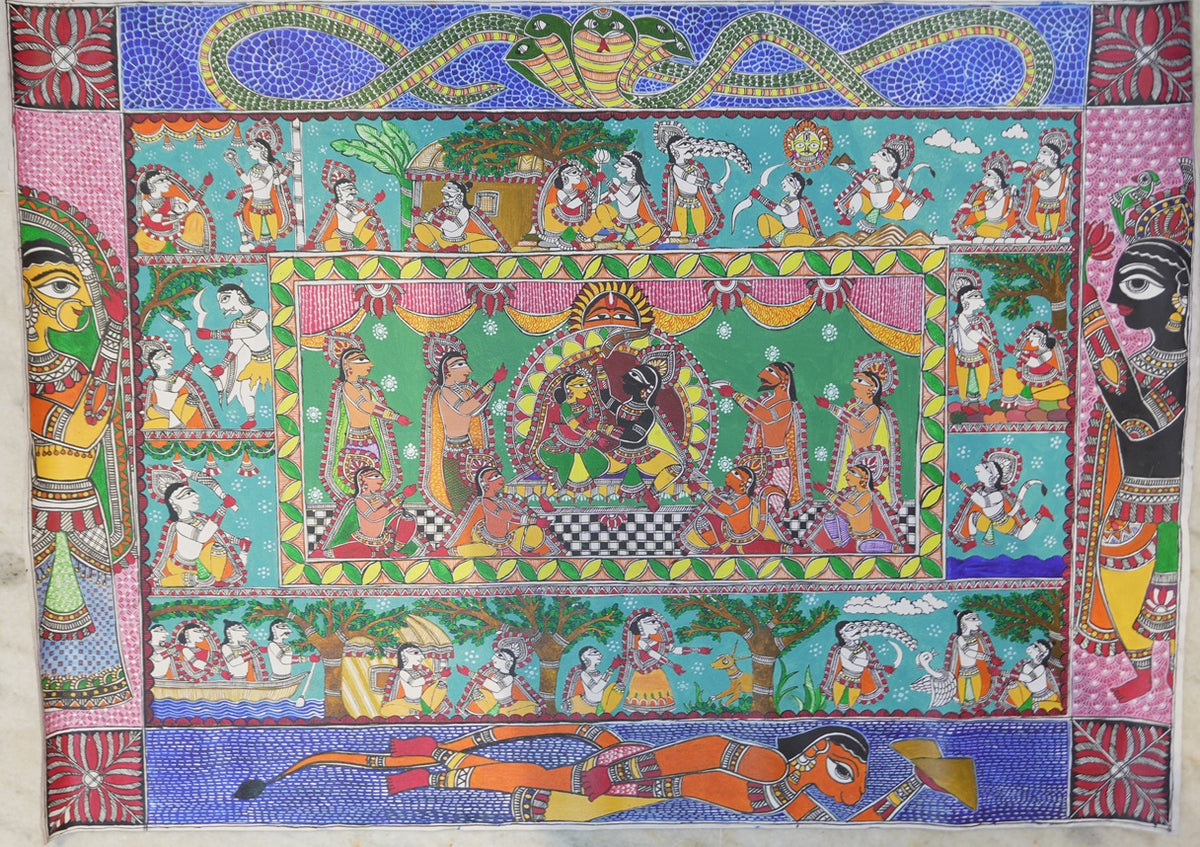 Ramayana: The Complete Story – Hand-Painted Madhubani Art