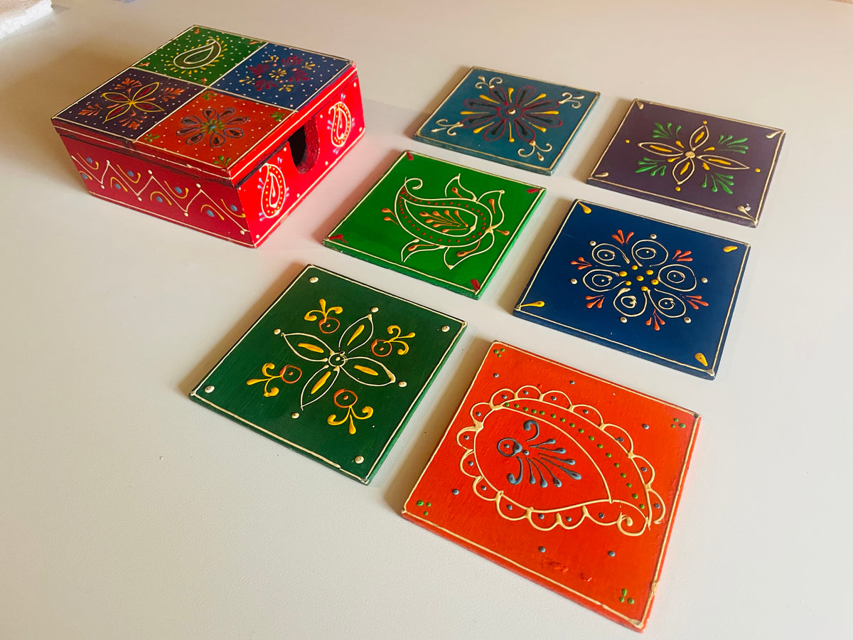 Handcrafted Handpainted Tea Coaster Set