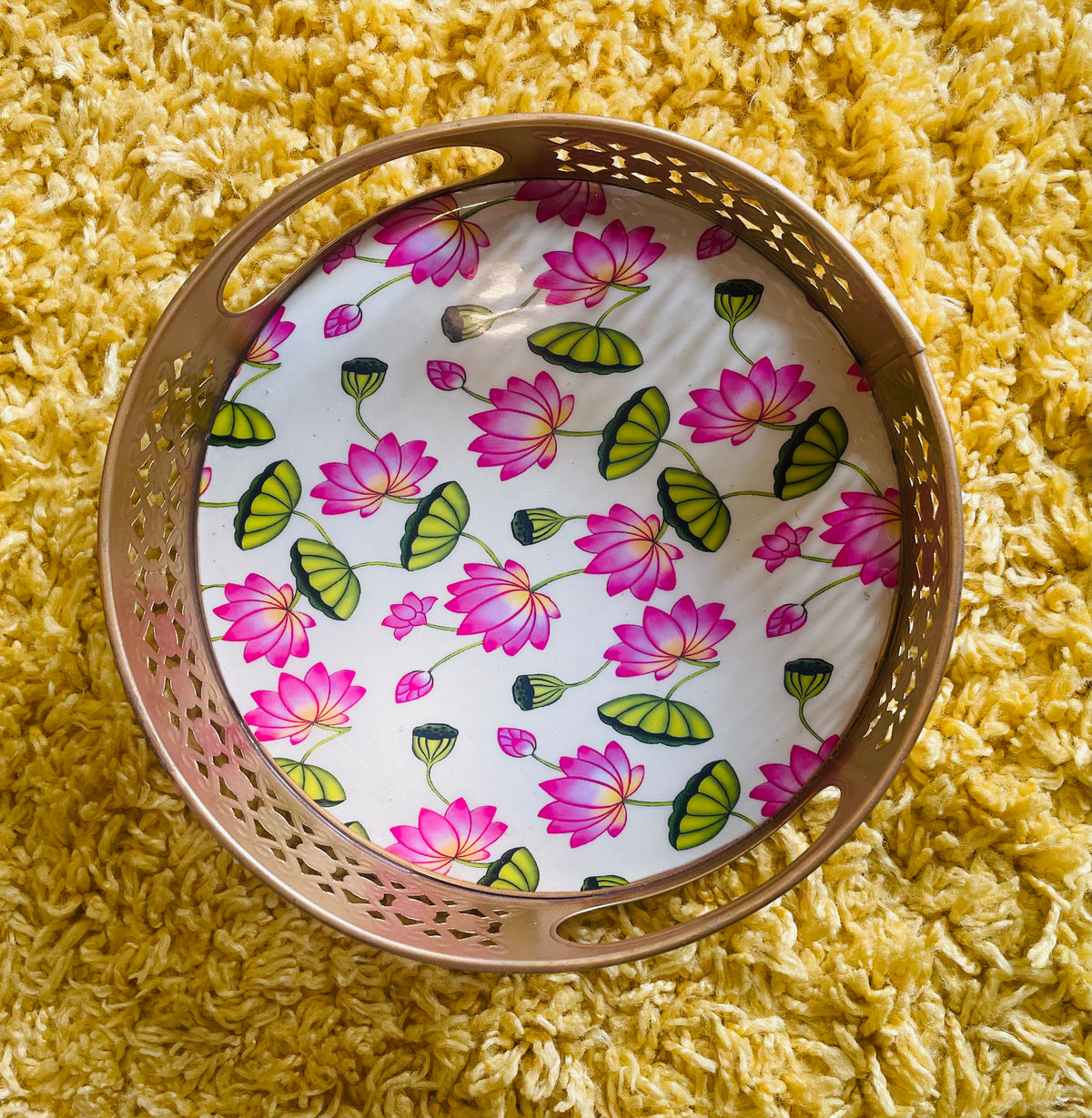 Handcrafted Pichwai Painted Tray and jar set