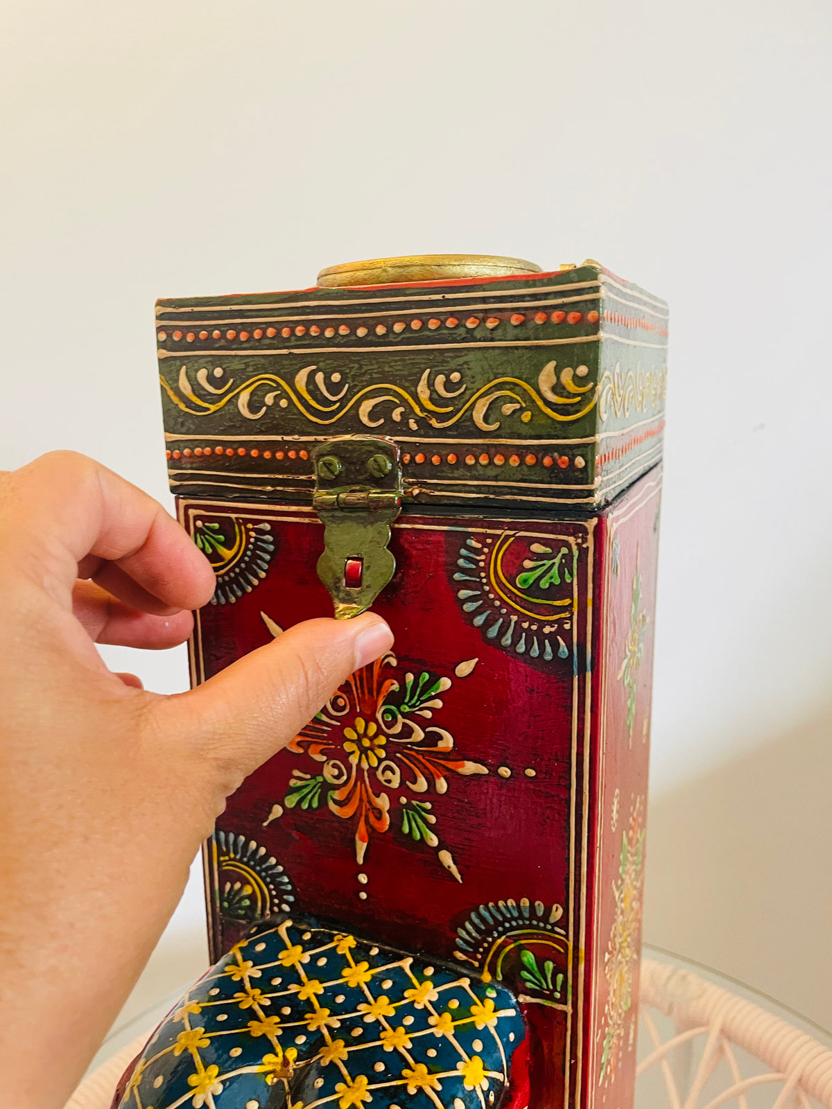 Handcrafted Wooden Wine Bottle Stand – Peacock / Elephant Design