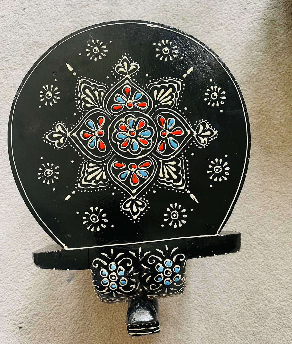 Handcrafted Handpainted Wooden Elephant Stool