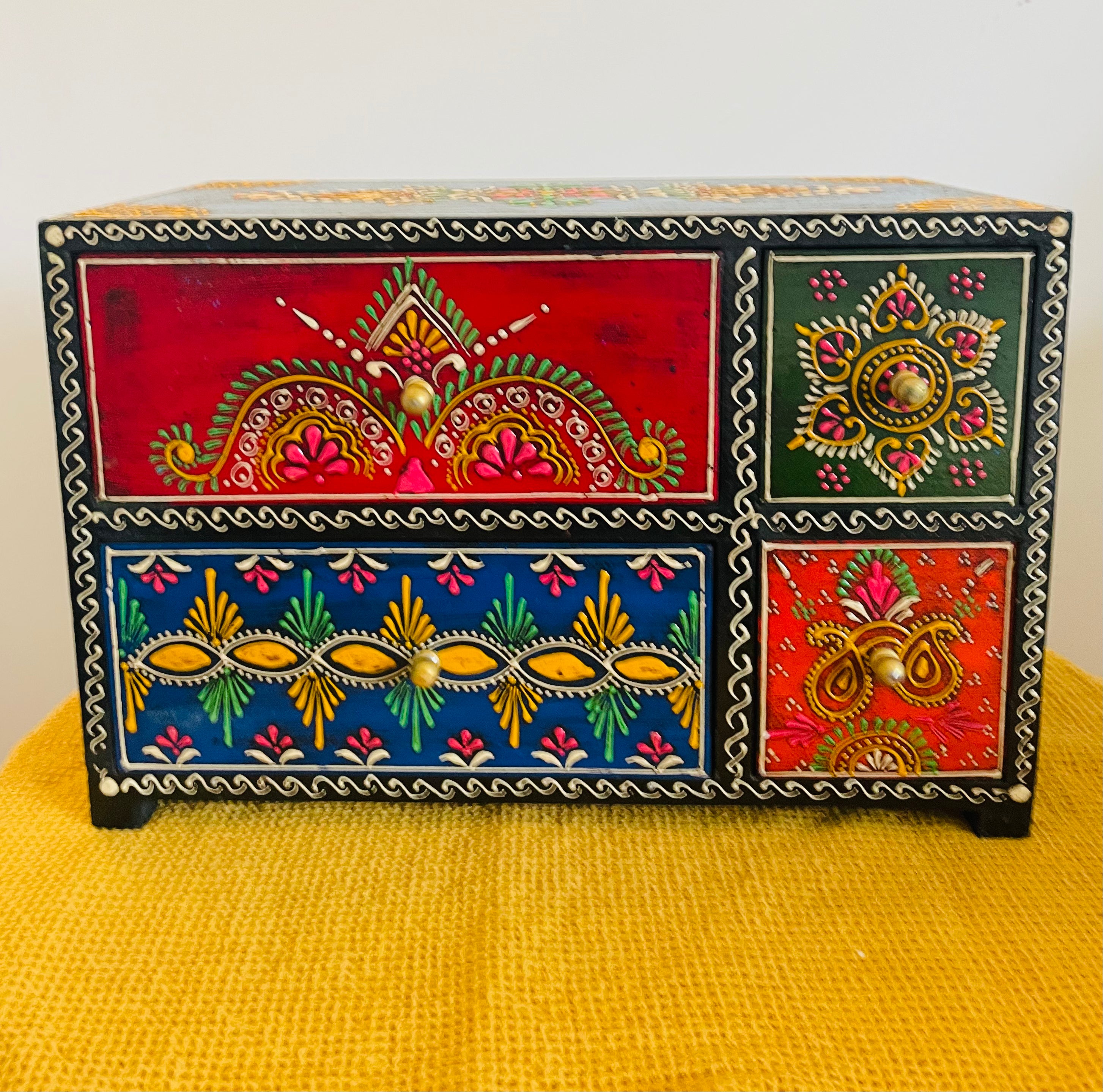 Hand-Painted Wooden Chest of Drawers |  Handmade by Rajasthan Artisans