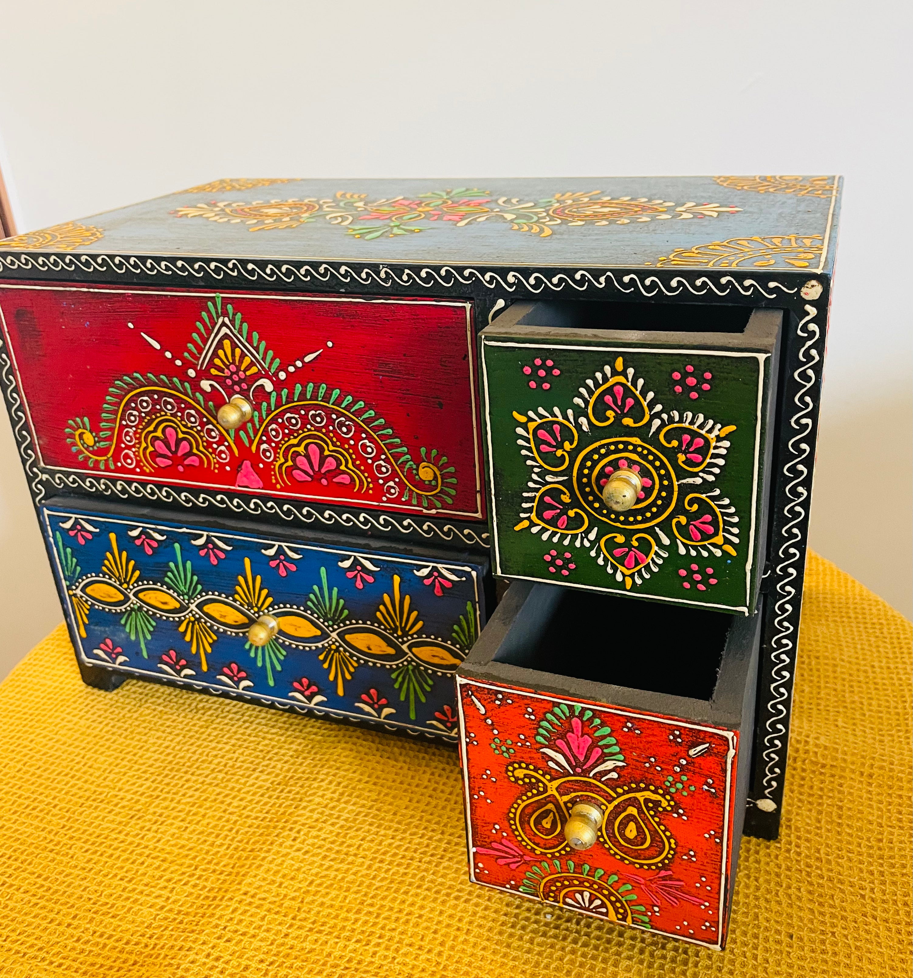 Hand-Painted Wooden Chest of Drawers |  Handmade by Rajasthan Artisans