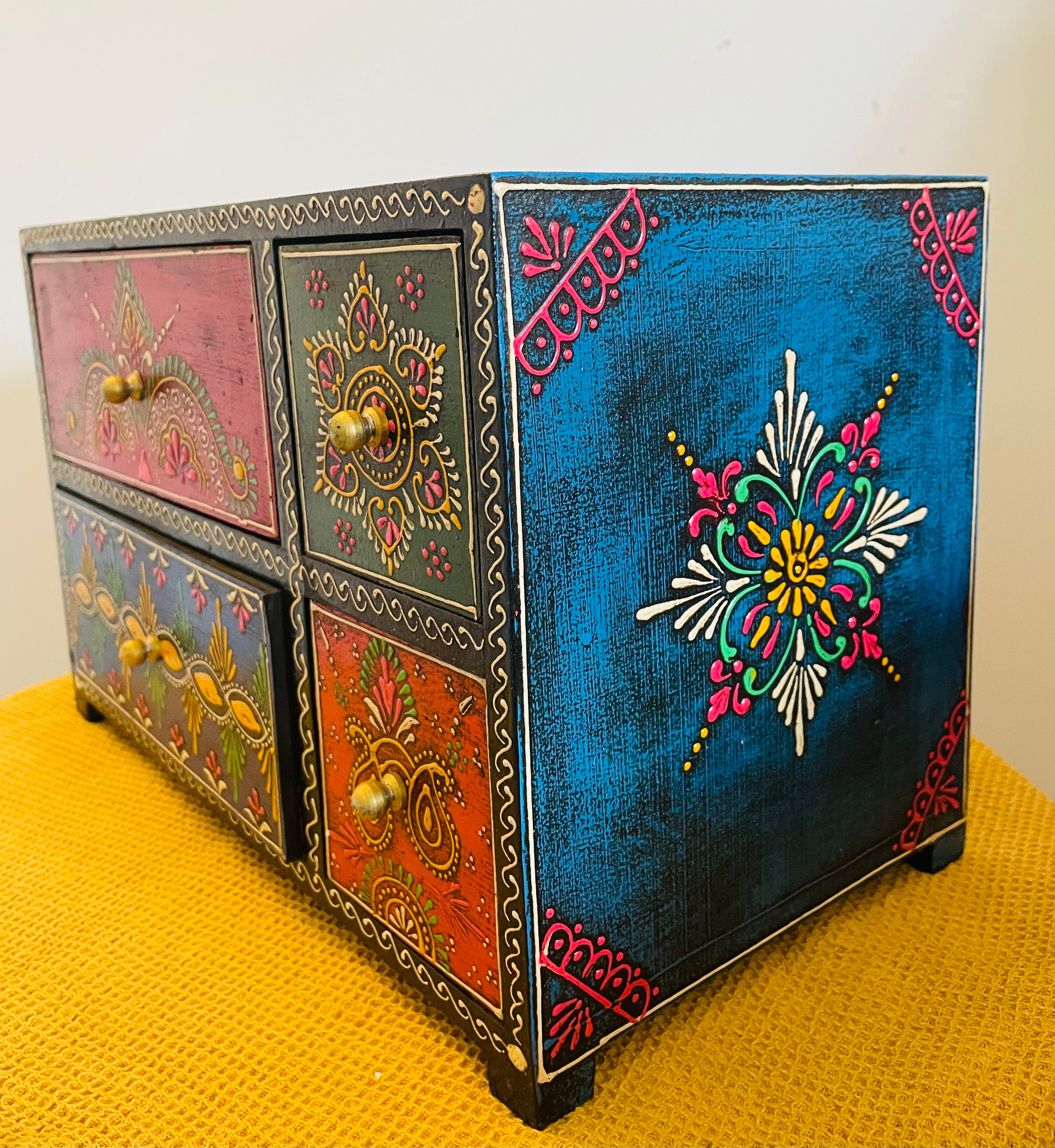 Hand-Painted Wooden Chest of Drawers |  Handmade by Rajasthan Artisans