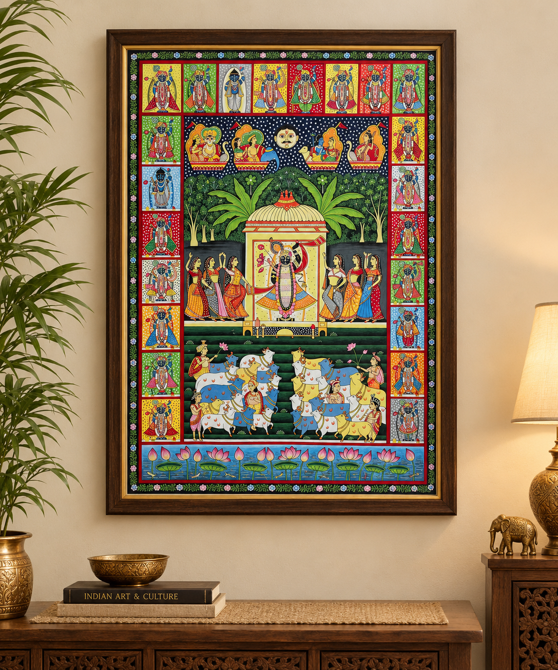 Krishna Leela – Traditional Pichwai Inspired Acrylic Canvas Painting