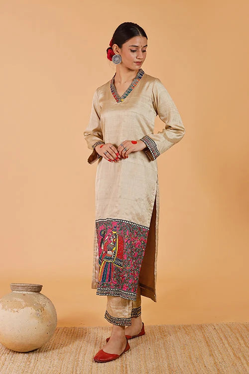 'Radha-Krishna' Handpainted Madhubani Kurta