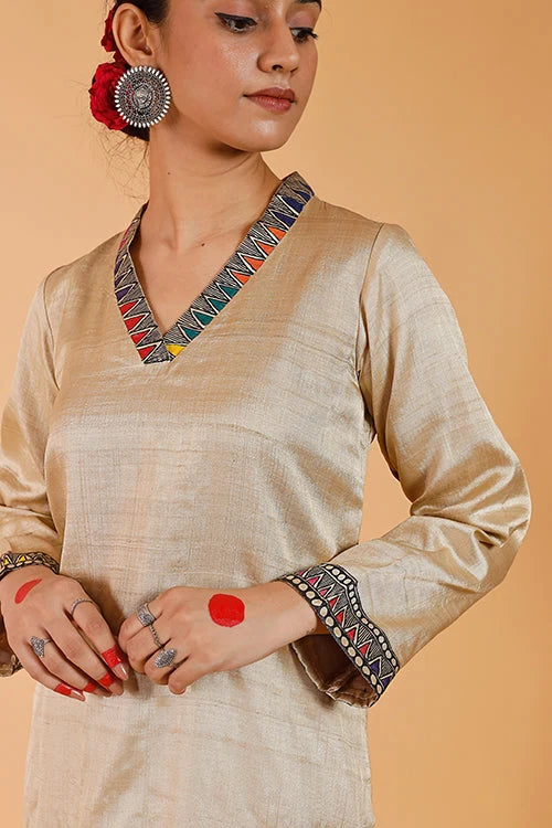 'Radha-Krishna' Handpainted Madhubani Kurta