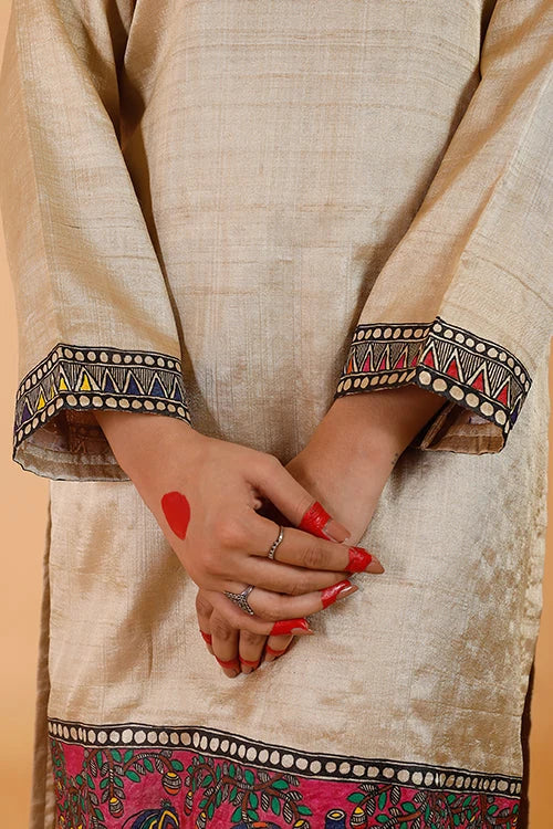 'Radha-Krishna' Handpainted Madhubani Kurta