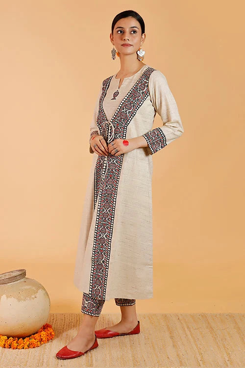 'Laal Surmai' Handpainted Madhubani Handloom Cotton Kurta