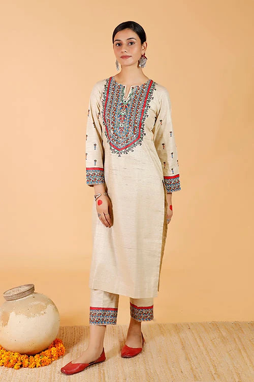 'Tilkor Kamal' Handpainted Madhubani Cotton Kurta