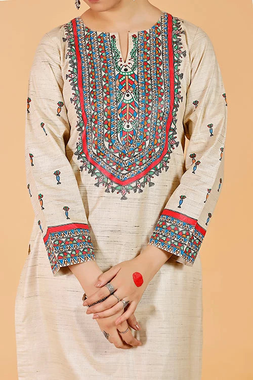 'Tilkor Kamal' Handpainted Madhubani Cotton Kurta