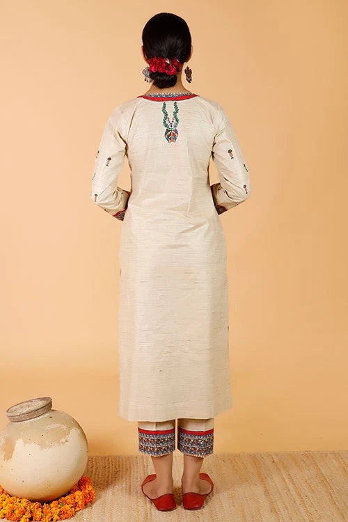 'Tilkor Kamal' Handpainted Madhubani Cotton Kurta