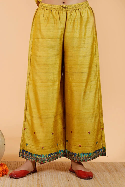 Gajanand Mayur' Handpainted Madhubani Tussar Silk Kurta