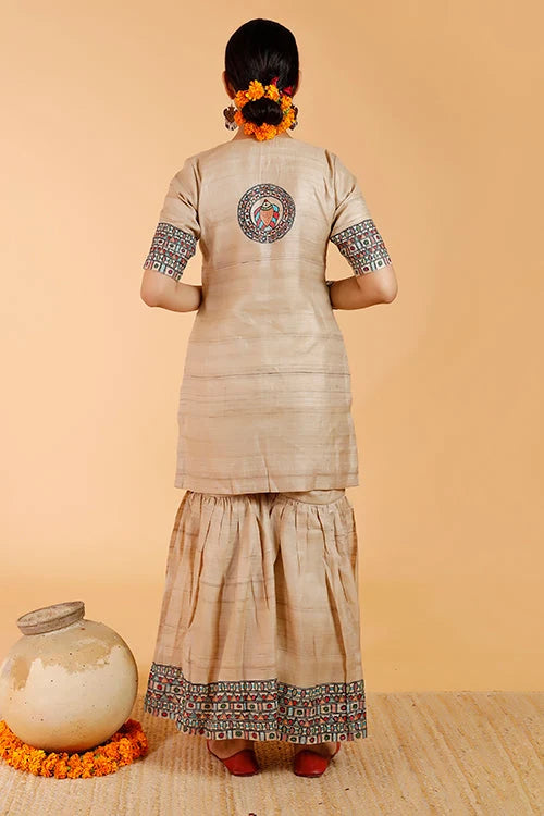 'Prakriti' Handpainted Madhubani Tussar Silk Kurta