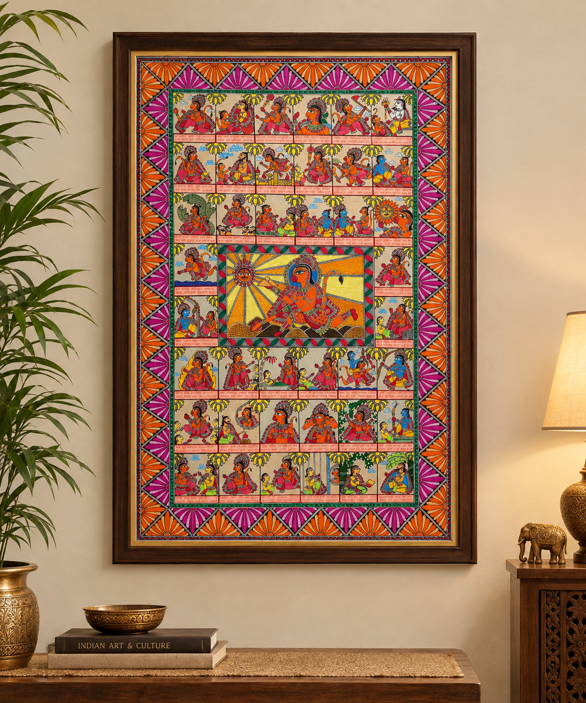Hanuman Chalisa Madhubani Painting – A Sacred Expression of Devotion & Indian Art