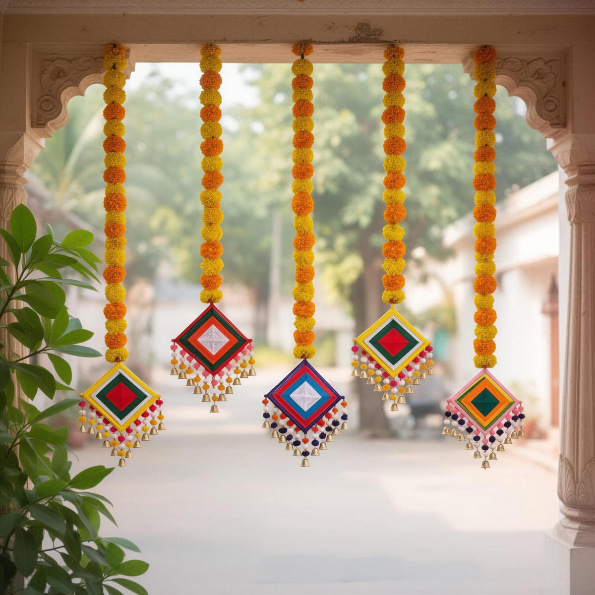 Diwali Flower Lines – Mixed Colour Marigold Flowers