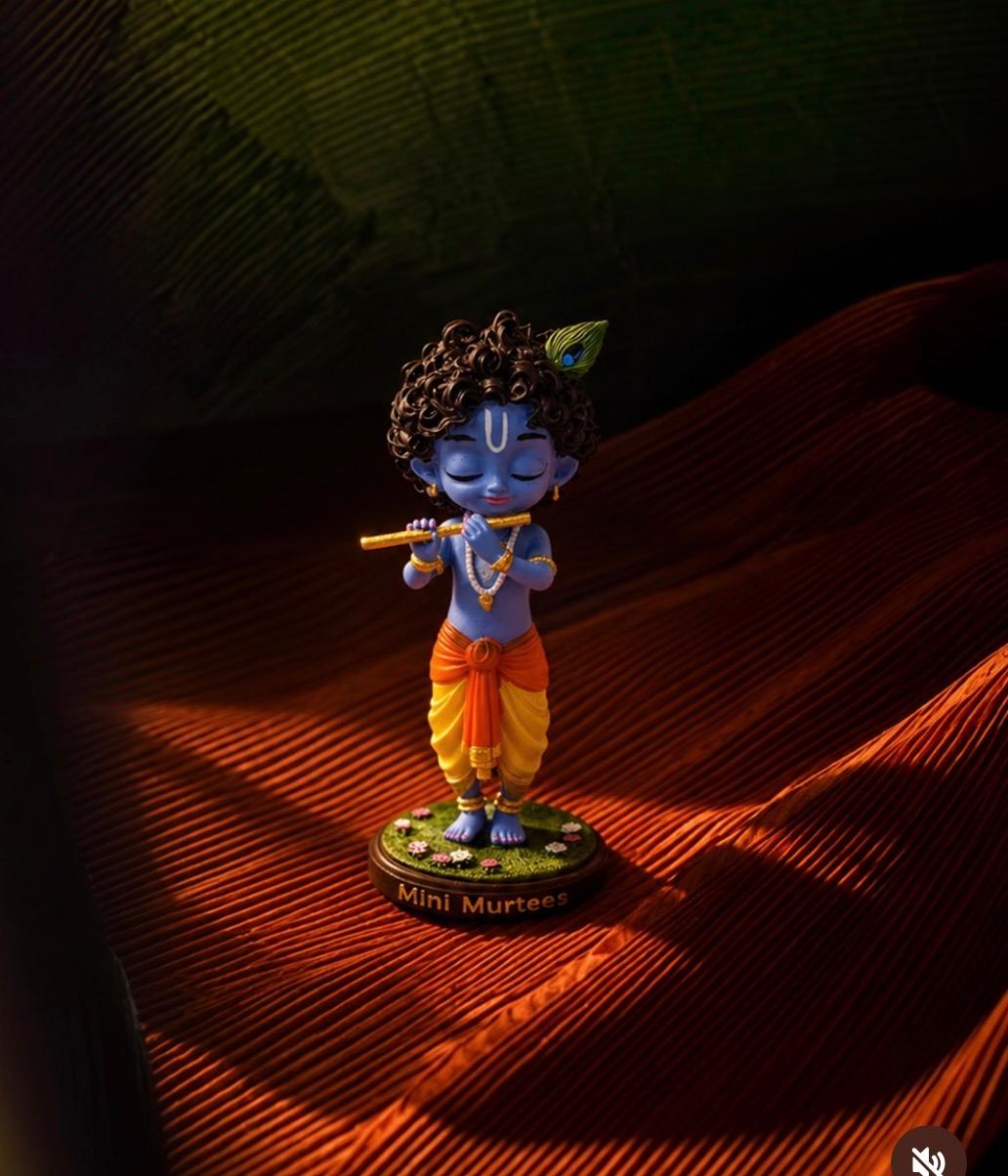 Little Krishna with Flute – Hand-Painted Bal Krishna Idol