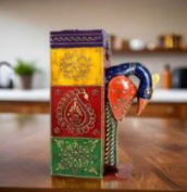 Handcrafted Wooden Wine Bottle Stand – Peacock / Elephant Design
